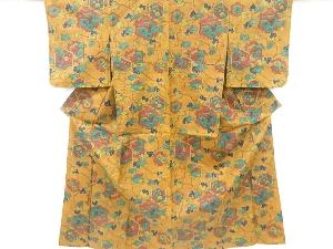 亀甲に草花模様小紋着物